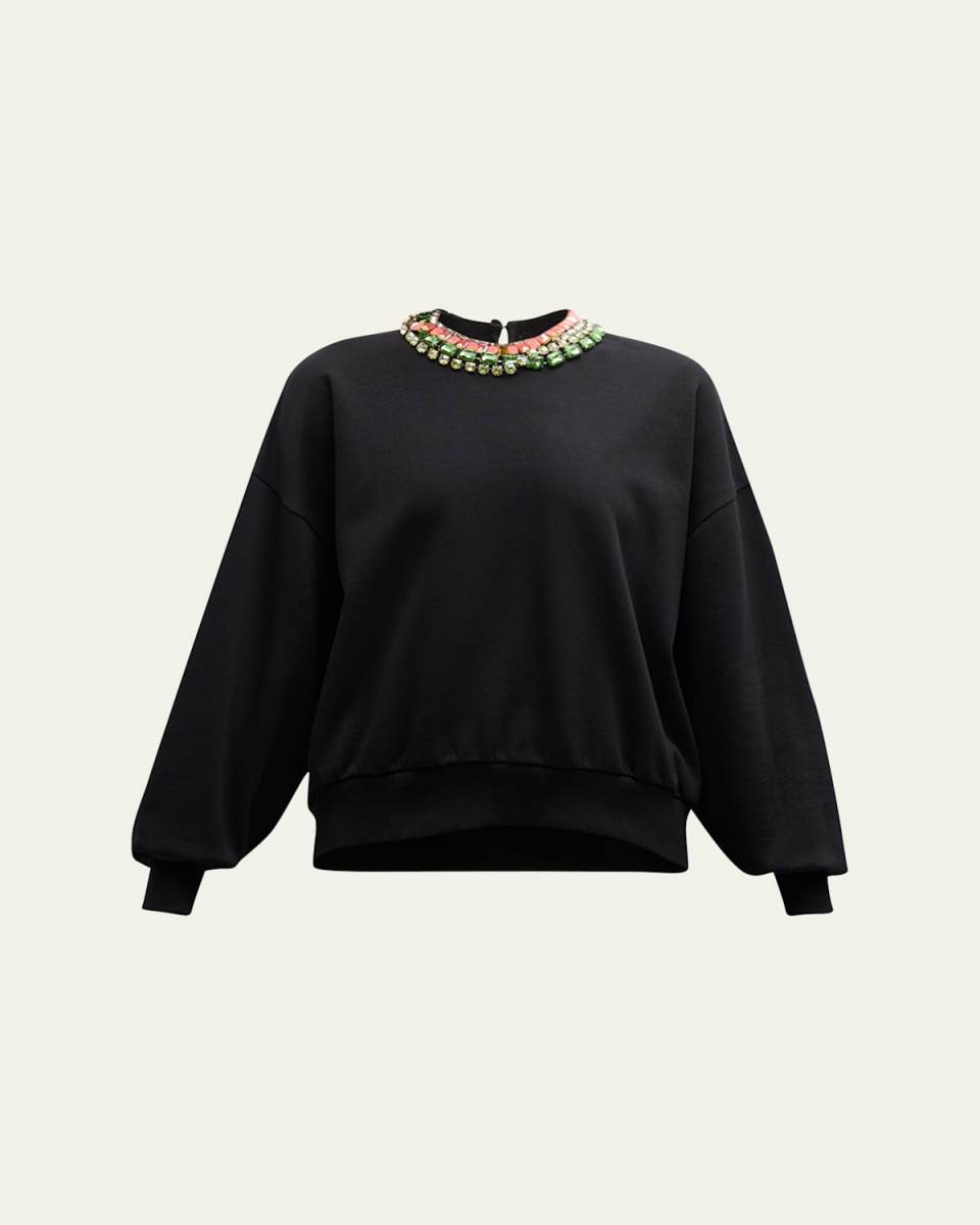 Brandy Chunky Rhinestone Crew Sweatshirt